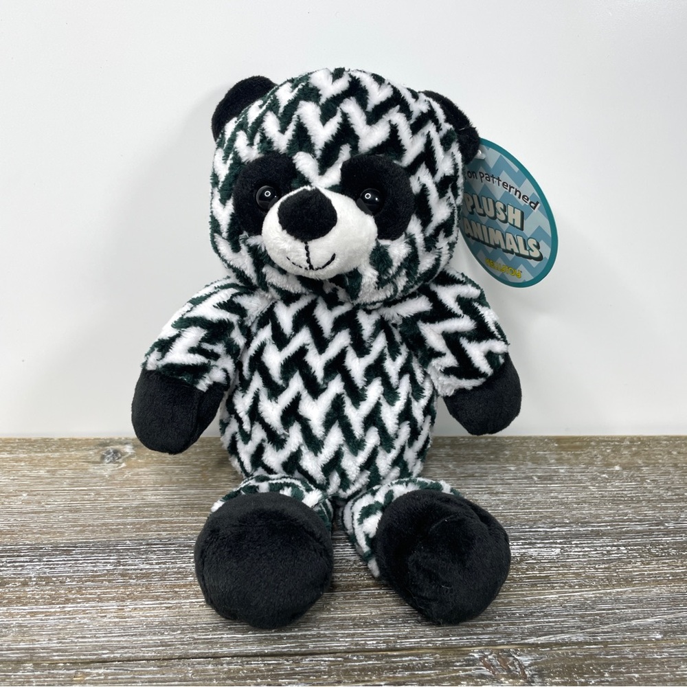 Kellytoy Panda Bear Chevron Patterned Plush Stuffed Animal